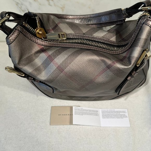 Burberry Silver Check and Leather Maiden Hobo Bag - Picture 10 of 12